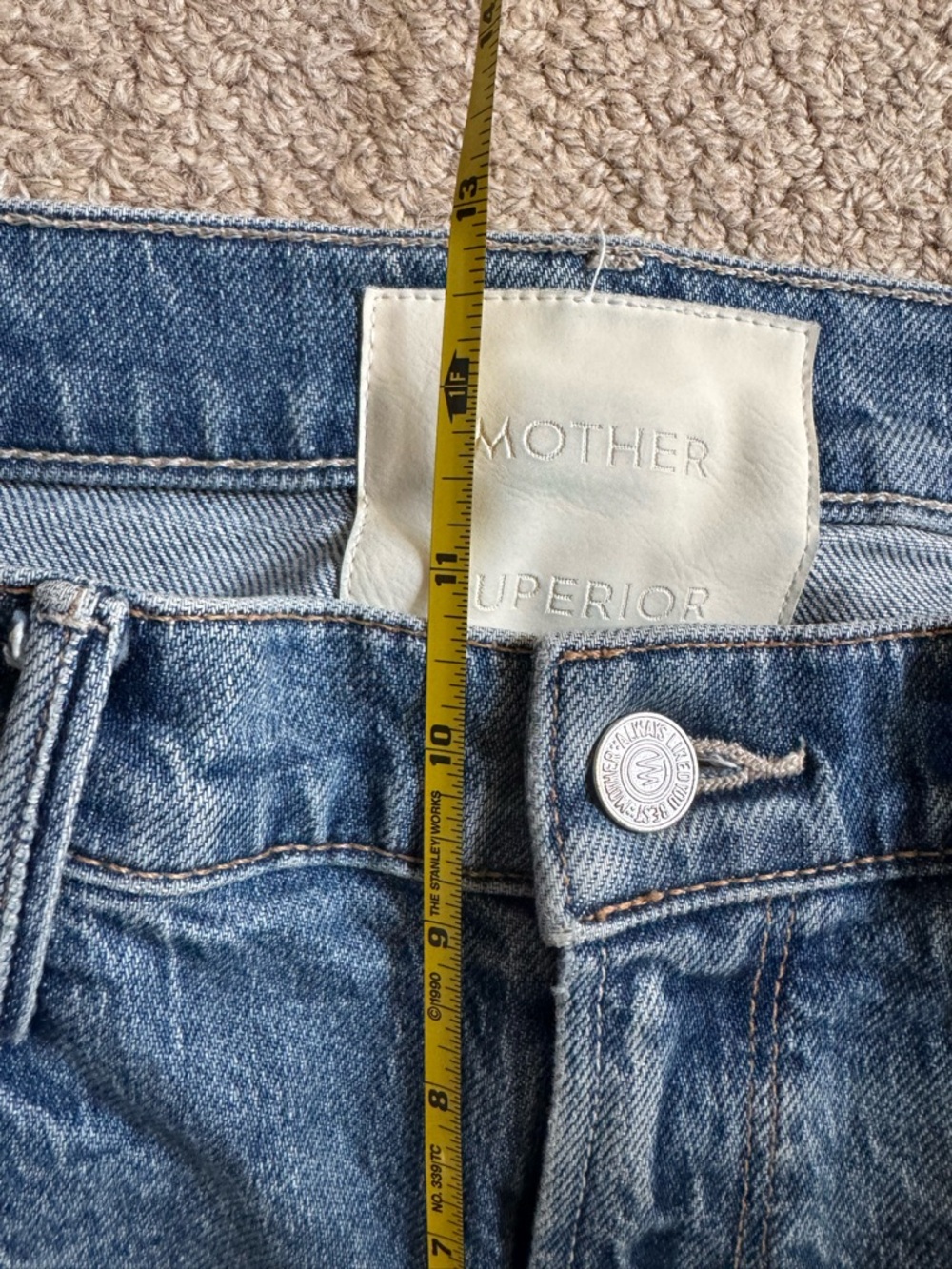 MOTHER Superior Denim Mid Rise Tunnel Vision Sneak in I'm a Winner Size 28 - Picture 12 of 13